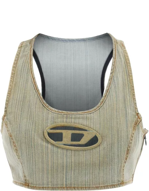 Diesel de-top-fsd Cropped Top With Oval D Plaque