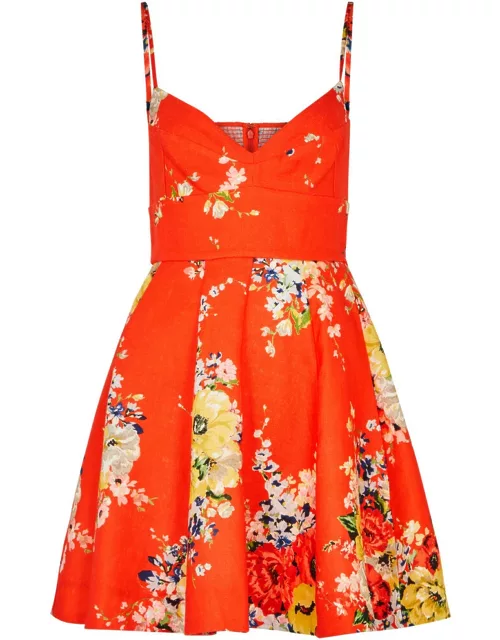 Zimmermann Alight Floral-print Linen Mini Dress - Red - 0 (UK 8 / S)