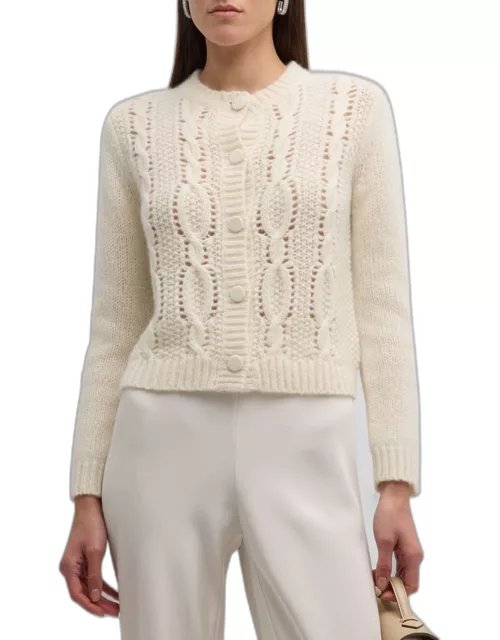 Cashmere Cable-Knit Button-Down Cardigan