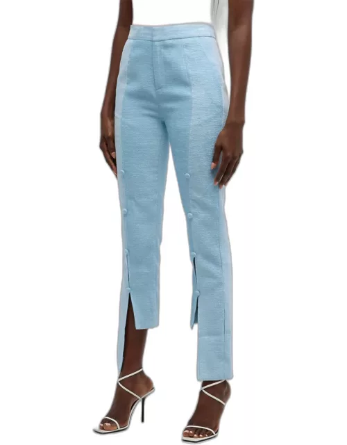 Juno Paneled Button Accent Staggered Pant