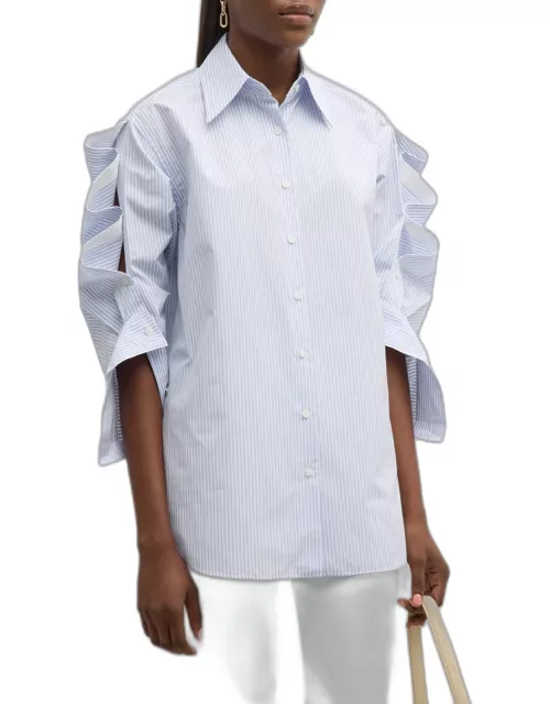 Striped Button-Sleeve Shirt
