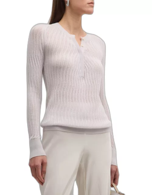 Cashmere Ribbed Raglan-Sleeve Pullover
