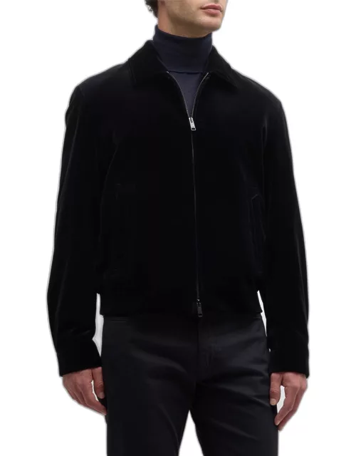 Men's Velvet Full-Zip Bomber Jacket