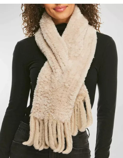Knitted Faux Fur Fringe Scarf
