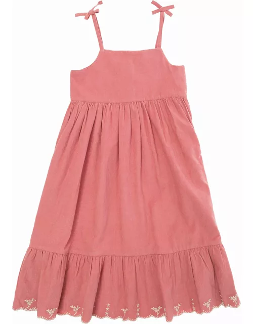 Emile Et Ida Pink Dress With Frill Detail And Embroideries In Cotton Woman