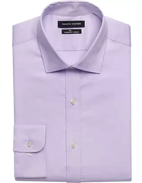 Tommy Hilfiger Men's Flex Classic Fit Dress Shirt Lavender Solid