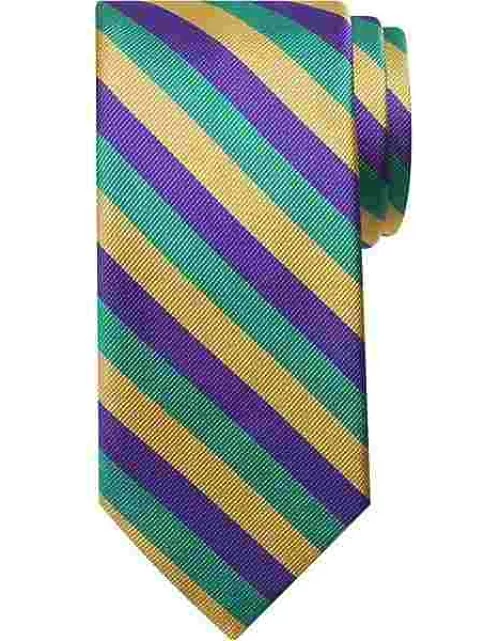 Egara Men's Mardi Gras Stripe Tie Green Gold Purple