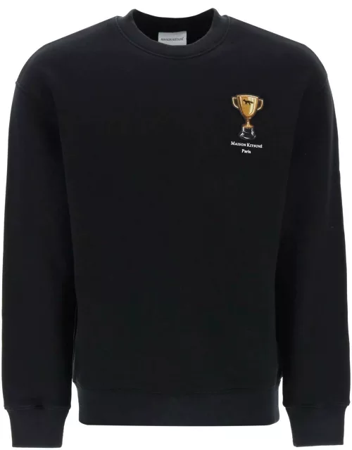 MAISON KITSUNE crew-neck sweatshirt with trophy embroidery