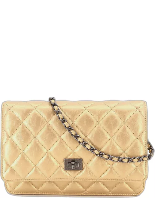 Chanel Gold Leather Reissue 2.55 Wallet on Chain
