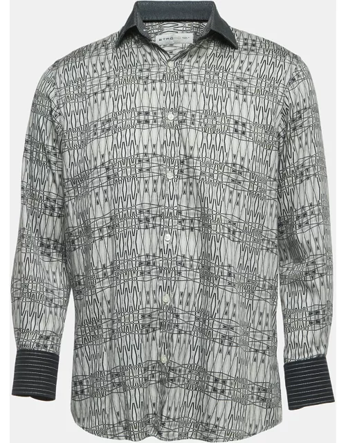 Etro Grey Print Cotton Button Front Full Sleeve Shirt