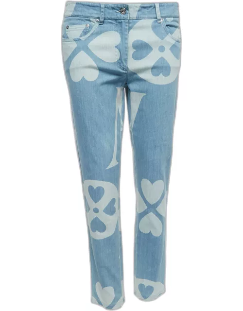 Moschino Couture Blue Logo Patterned Denim Jeans M Waist 32"