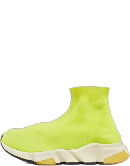 Balenciaga Green Knit Fabric Speed 2.0 High Top Sneaker