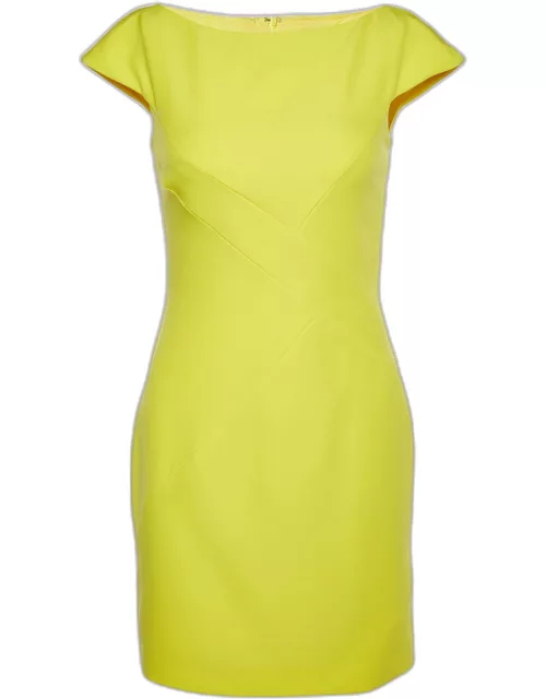 Versace Collection Yellow Crepe Paneled Mini Dress