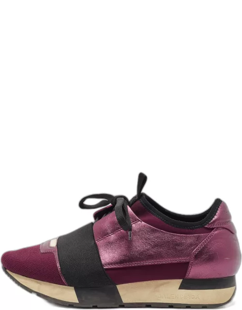 Banciaga Purple/Black Leather and Fabric Race Runner Sneaker