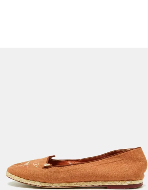 Charlotte Olympia Brown Canvas Espadrilles Flat