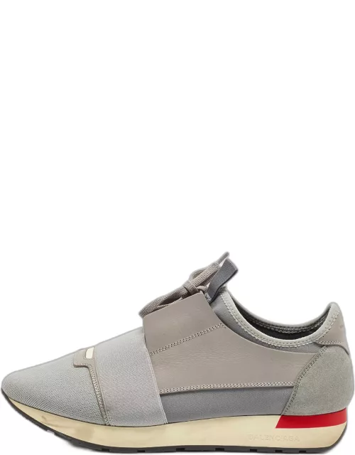 Balenciaga Grey Suede and Leather Race Runner Sneaker