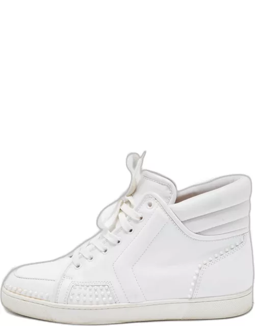 Christian Louboutin White Leather High Top Sneaker