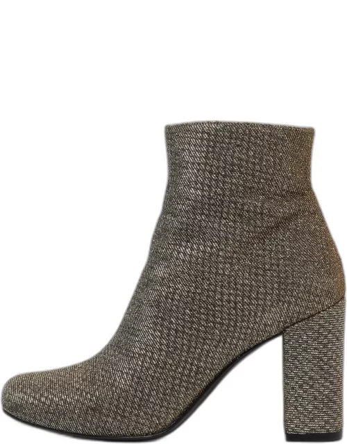 Yves Saint Laurent Silver Lurex Fabric Ankle Boot