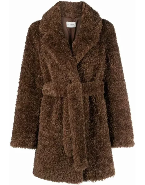 Faux-shearling belted coat