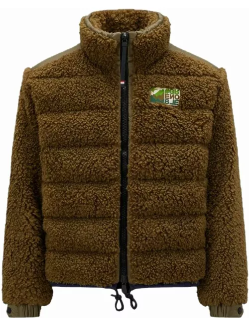Padded sweatshirt with teddy effect zip brown