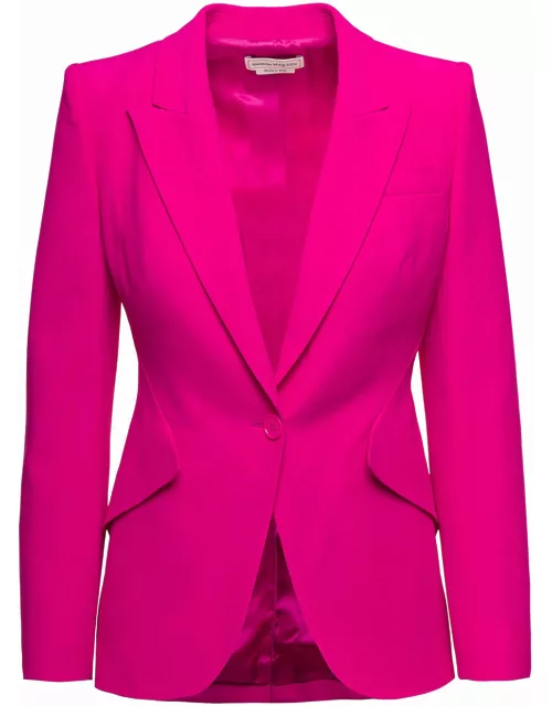 Alexander McQueen Fuchsia Single-breasted Jacket With Peaked Revers In Viscose Blend Woman
