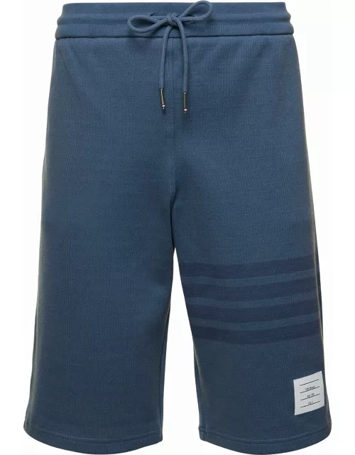 Thom Browne Light Blue Bermuda Shorts With 4bar Detail In Cotton Man