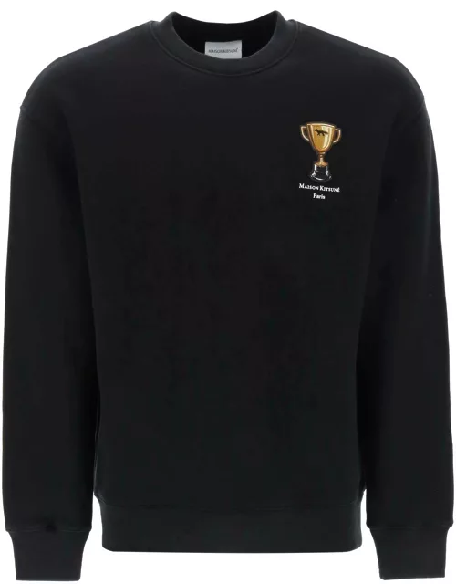 Maison Kitsuné Crew-neck Sweatshirt With Trophy Embroidery