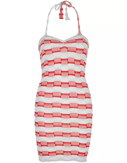 Gimaguas Été Striped Knitted Mini Dress - Red - L (UK14 / L)