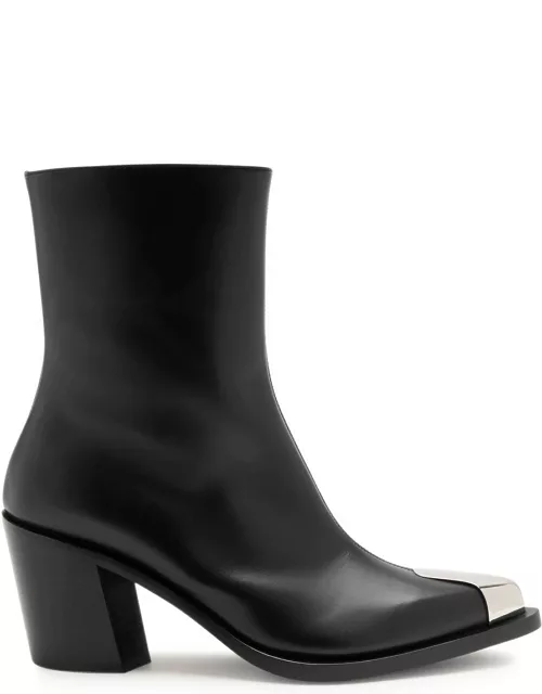 Alexander Mcqueen Leather Ankle Boots - Black And Silver - 37 (IT37 / UK4)
