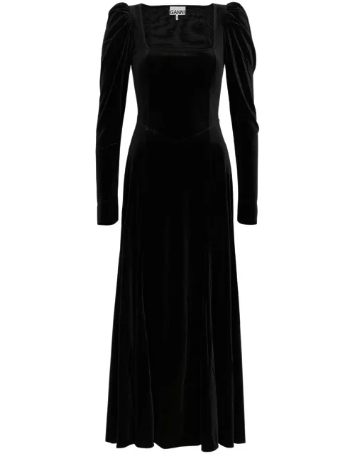 Ganni Velvet Midi Dress - Black - 42 (UK14 / L)