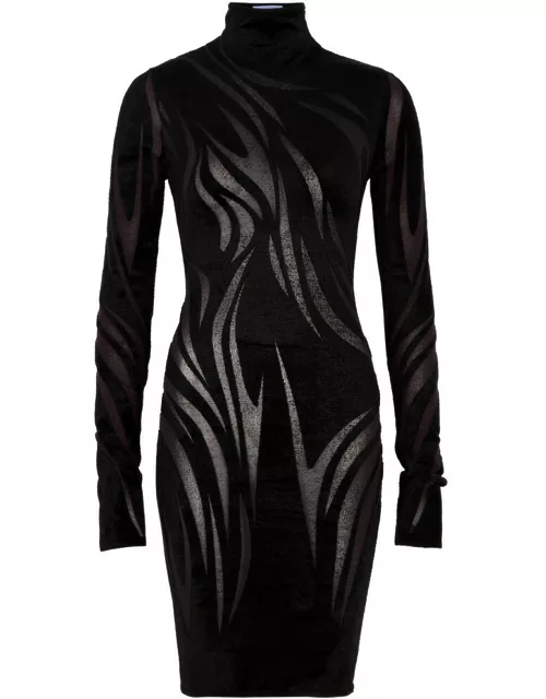 Mugler Patterned Devoré Mini Dress - Black - XS (UK6 / XS)