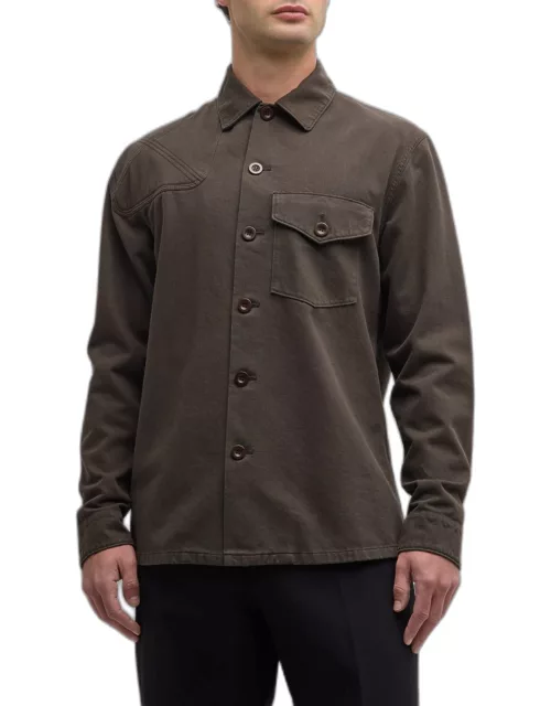 Men's Twill Shirt with Embroidered Patche
