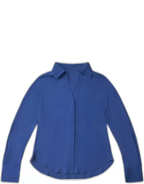 Silk Bias Dolman-Sleeve Shirt