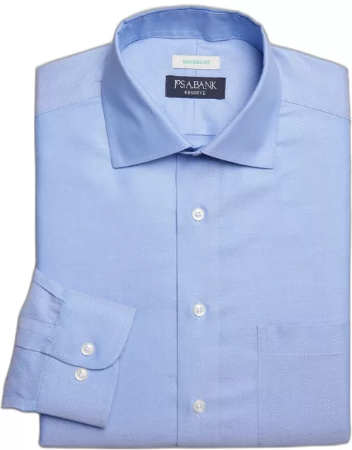 JoS. A. Bank Men's Reserve Collection Tailored Fit Spread Collar Textured Dress Shirt, Blue, 16 34