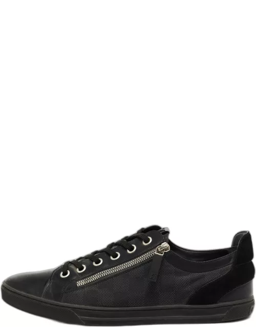 Louis Vuitton Black Leather and Damier Fabric Challenge Zip Up Sneaker