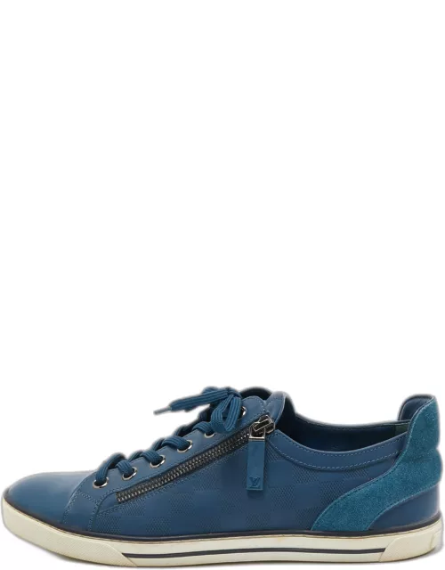 Louis Vuitton Blue Damier Embossed Leather Challenge Zip Up Sneaker