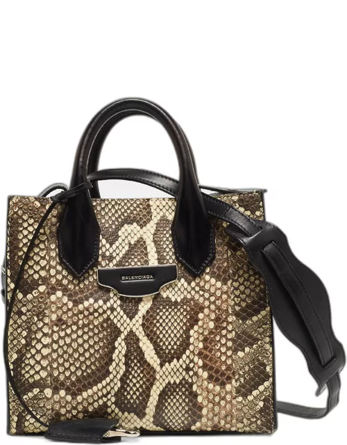 Balenciaga Black/White Python and Leather Mini All Afternoon Tote
