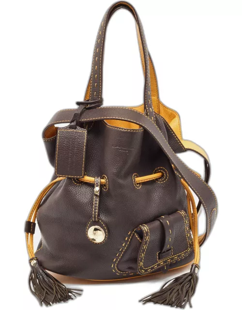 Lancel Brown Leather Premiere Flirt Bucket Bag