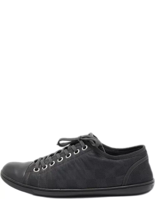Louis Vuitton Black Leather and Damier Ebene Neoprene Low Top Sneaker
