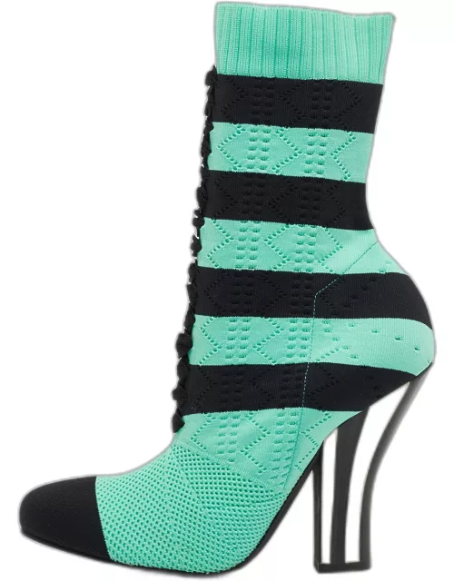 Louis Vuitton Blue/Black Knit Fabric Sock Boot