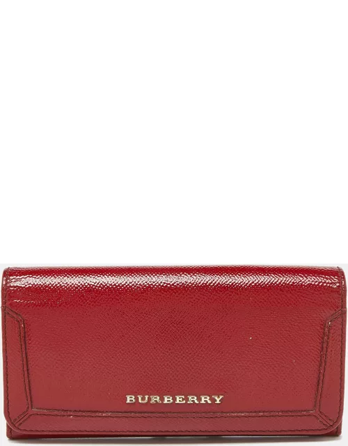 Burberry Red Patent Leather Flap Continental Wallet