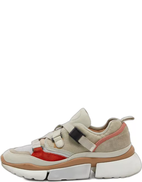 Chloe Tricolor Suede and Mesh Sonnie Sneaker