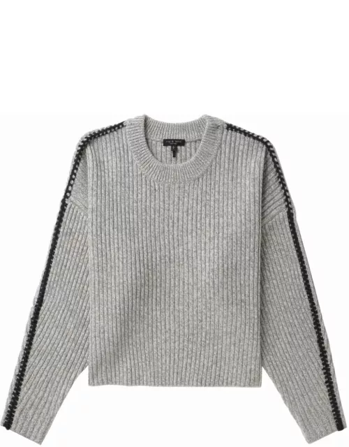 Whipstitch-trim ribbed-knit jumper