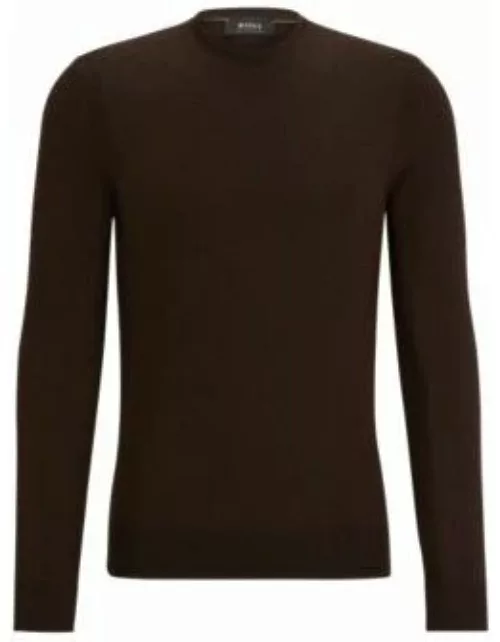 Regular-fit sweater in wool, silk and cashmere- Dark Brown Men's Sweater
