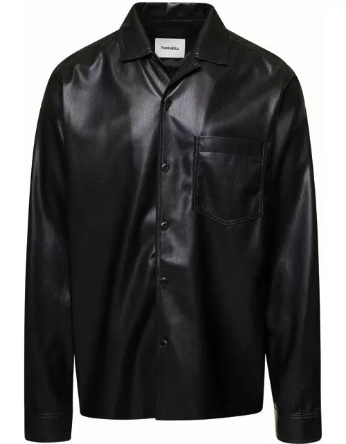 Nanushka duco Black Jacket With Cuban Collar In Faux Leather Woman