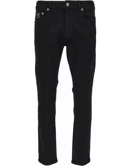 Versace Jeans Couture Skinny Jeans With Logo In Cotton Deni