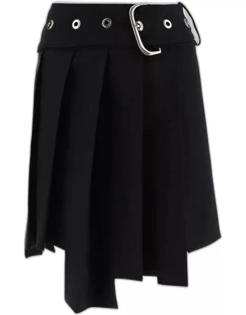 Off-White Stretch Wool Pleated Skirt