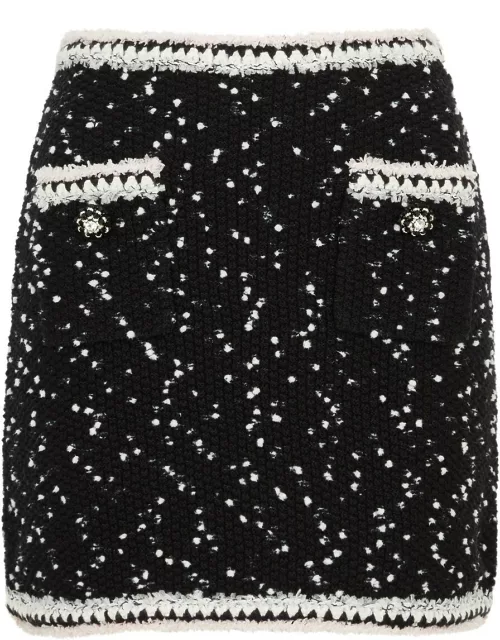 Self-portrait Bouclé Tweed Mini Skirt - Black - M (UK12 / M)