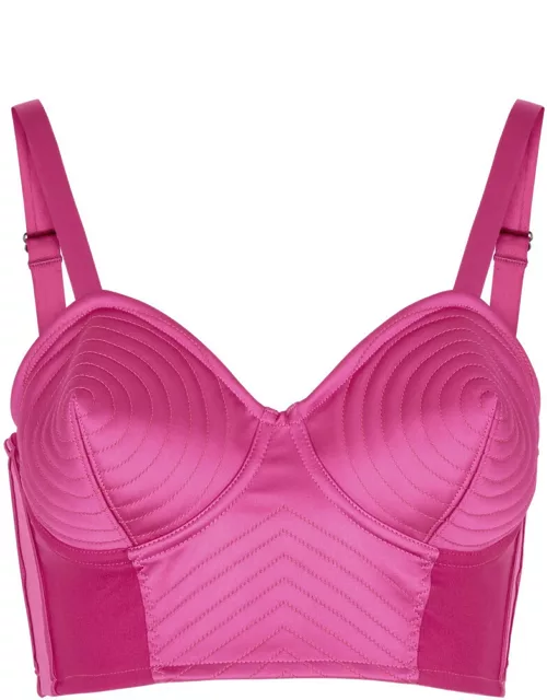 Jean Paul Gaultier Conical Panelled Satin bra top - Bright Pink - 38 (UK10 / S)