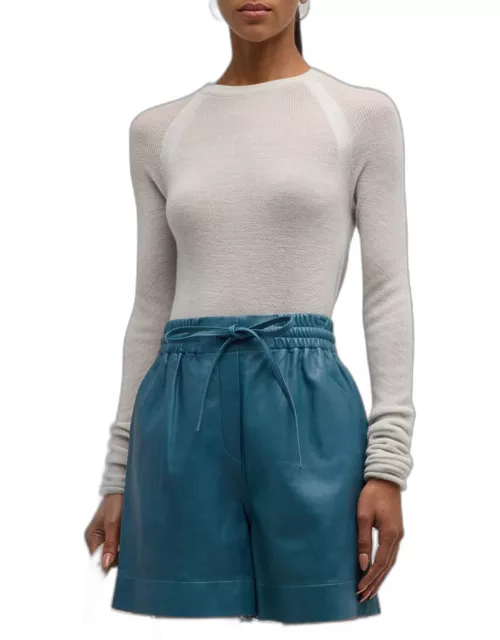 Raglan-Sleeve Sheer Cashmere Sweater